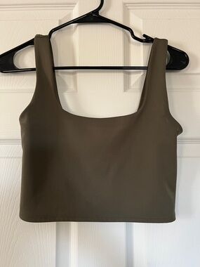 Express Olive Green Square Neck Crop Tank